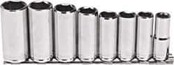 Blackhawk by Proto - 8 Piece 3/8" Drive Deep Well Socket Set - 6 Points, 10mm to 19mm Range, Metric Measurement Standard - Apex Tool & Supply