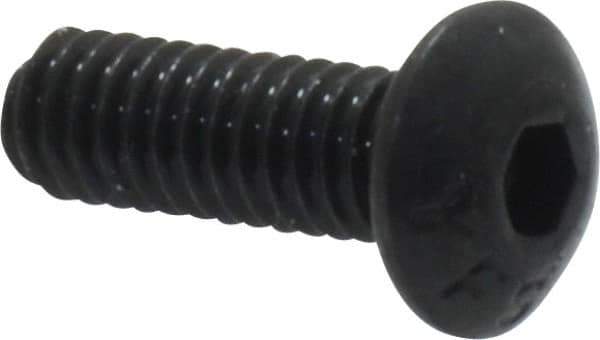Value Collection - #8-32 UNC Hex Socket Drive, Button Screw - Alloy Steel, Black Oxide Finish, Fully Threaded, 1/2" Length Under Head - Apex Tool & Supply