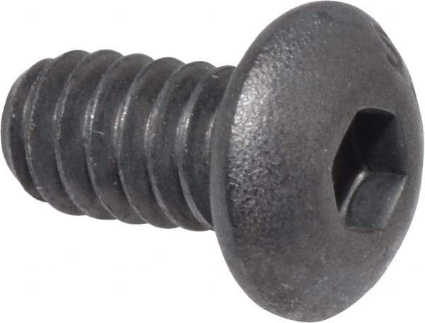 Value Collection - #10-24 UNC Hex Socket Drive, Button Screw - Alloy Steel, Black Oxide Finish, Fully Threaded, 3/8" Length Under Head - Apex Tool & Supply