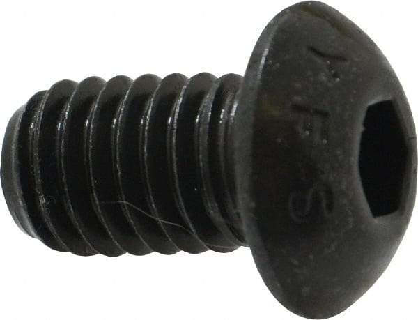 Value Collection - 3/8-16 UNC Hex Socket Drive, Button Screw - Alloy Steel, Black Oxide Finish, Fully Threaded, 5/8" Length Under Head - Apex Tool & Supply