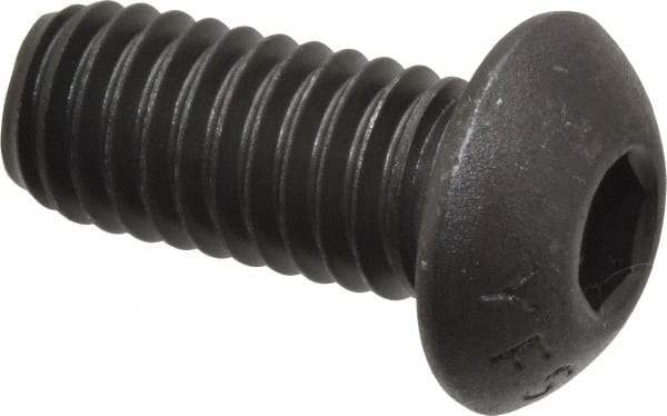 Value Collection - 3/8-16 UNC Hex Socket Drive, Button Screw - Alloy Steel, Black Oxide Finish, Fully Threaded, 7/8" Length Under Head - Apex Tool & Supply