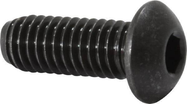 Value Collection - 3/8-16 UNC Hex Socket Drive, Button Screw - Alloy Steel, Black Oxide Finish, Fully Threaded, 1" Length Under Head - Apex Tool & Supply