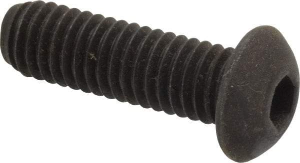 Value Collection - 3/8-16 UNC Hex Socket Drive, Button Screw - Alloy Steel, Black Oxide Finish, Fully Threaded, 1-1/4" Length Under Head - Apex Tool & Supply