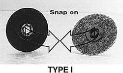 Merit Abrasives - 1-1/2" Diam Quick-Change Type R Disc Backing Pad - 1/4" Shank Diam, Medium Density, 30,000 RPM, Power-Lock Type 3 Compatible - Apex Tool & Supply