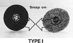 Merit Abrasives - 1-1/2" Diam Quick-Change Type R Disc Backing Pad - 1/4" Shank Diam, Medium Density, 30,000 RPM, Power-Lock Type 3 Compatible - Apex Tool & Supply