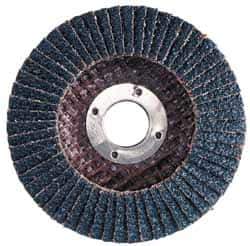 Merit Abrasives - 60 Grit, 7" Disc Diam, 7/8" Center Hole, Type 29 Zirconia Alumina Flap Disc - 8,600 Max RPM, Fiberglass Backing, Arbor Attaching System, Coated - Apex Tool & Supply