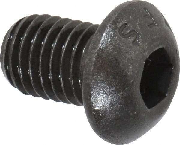 Value Collection - 1/4-28 UNF Hex Socket Drive, Button Screw - Alloy Steel, Black Oxide Finish, Fully Threaded, 3/8" Length Under Head - Apex Tool & Supply