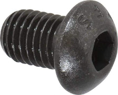 Value Collection - 1/4-28 UNF Hex Socket Drive, Button Screw - Alloy Steel, Black Oxide Finish, Fully Threaded, 3/8" Length Under Head - Apex Tool & Supply