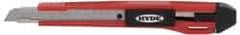 Hyde Tools - Snap Utility Knife - 9mm Blade, Red & Black Polystyrene (High Impact) Handle, 3 Blades Included - Apex Tool & Supply