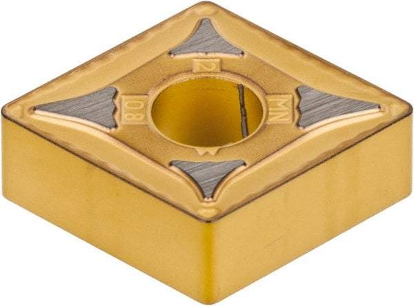 Kennametal - CNMG542 MN Grade KC9110 Carbide Turning Insert - TiCN/Al2O3/TiN Finish, 80° Diamond, 5/8" Inscr Circle, 1/4" Thick, 1/32" Corner Radius - Apex Tool & Supply