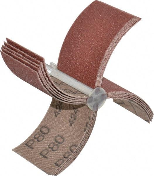 Superior Abrasives - 80 Grit, Coated, Aluminum Oxide Bore Polisher - 1/4" Shank Length, Medium Grade, 15,000 RPM, Polishes Bores with 2-1/2 to 3" Diam - Apex Tool & Supply