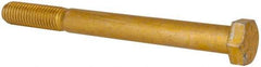 Made in USA - 5/8-11 UNC, 8" Length Under Head Hex Head Cap Screw - Partially Threaded, Grade 8 Alloy Steel, Zinc Yellow Dichromate Finish, 15/16" Hex - Apex Tool & Supply