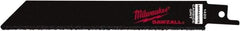 Milwaukee Tool - 6" Long x 3/4" Thick, Steel Reciprocating Saw Blade - Straight Profile, Continuous Edge, Universal Shank - Apex Tool & Supply