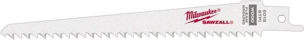Milwaukee Tool - 6" Long x 3/4" Thick, Steel Reciprocating Saw Blade - Tapered Profile, 6 TPI, Toothed Edge, Universal Shank - Apex Tool & Supply