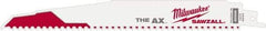 Milwaukee Tool - 9" Long x 1" Thick, Steel Reciprocating Saw Blade - Tapered Profile, 5 to 8 TPI, Toothed Edge, Universal Shank - Apex Tool & Supply