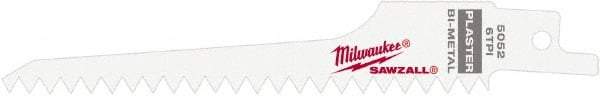 Milwaukee Tool - 5" Long x 3/4" Thick, Steel Reciprocating Saw Blade - Scroll Profile, 6 TPI, Toothed Edge, Universal Shank - Apex Tool & Supply