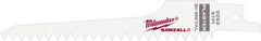 Milwaukee Tool - 5" Long x 3/4" Thick, Steel Reciprocating Saw Blade - Scroll Profile, 6 TPI, Toothed Edge, Universal Shank - Apex Tool & Supply