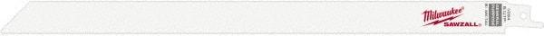Milwaukee Tool - 12" Long x 3/4" Thick, Steel Reciprocating Saw Blade - Straight Profile, 8 to 12 TPI, Toothed Edge, Universal Shank - Apex Tool & Supply