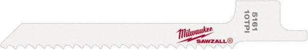 Milwaukee Tool - 3-5/8" Long x 5/16" Thick, Steel Reciprocating Saw Blade - Scroll Profile, 10 TPI, Toothed Edge, Universal Shank - Apex Tool & Supply