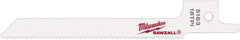 Milwaukee Tool - 3-5/8" Long x 5/16" Thick, Steel Reciprocating Saw Blade - Scroll Profile, 18 TPI, Toothed Edge, Universal Shank - Apex Tool & Supply