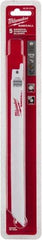 Milwaukee Tool - 8" Long x 5/8" Thick, Steel Reciprocating Saw Blade - Straight Profile, 10 to 14 TPI, Toothed Edge, Universal Shank - Apex Tool & Supply