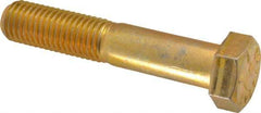 Made in USA - 3/4-10 UNC, 4" Length Under Head Hex Head Cap Screw - Partially Threaded, Grade 8 Alloy Steel, Zinc Yellow Dichromate Finish, 1-1/8" Hex - Apex Tool & Supply