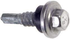 Buildex - 1/4", Hex Washer Head, Hex Drive, 1-1/4" Length Under Head, #3 Point, Self Drilling Screw - Stainless Steel Head, Steel Body - Apex Tool & Supply