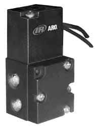 ARO/Ingersoll-Rand - 1/8", 4-Way Body Ported Stacking Solenoid Valve without Speed Control - 12 VDC, 0.2 CV Rate, 2.4" High - Apex Tool & Supply