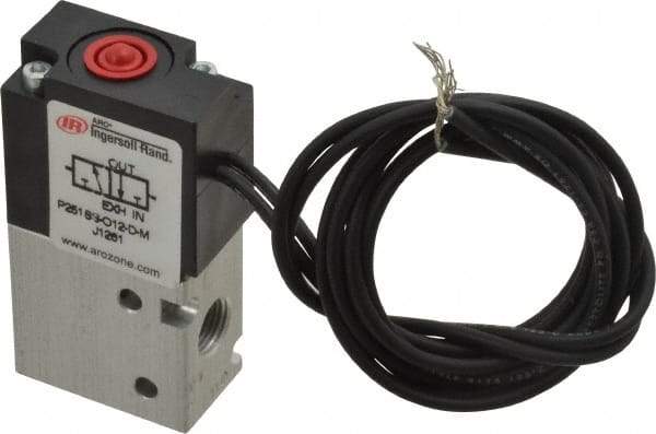ARO/Ingersoll-Rand - 1/8", 3-Way Body Ported Stacking Solenoid Valve - 12 VDC, 0.2 CV Rate, 2.4" High - Apex Tool & Supply