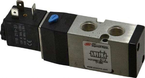 ARO/Ingersoll-Rand - 1/4", 4-Way 2-Position Maxair Stacking Solenoid Valve - 120 VAC, 0.7 CV Rate, 1.37" High - Apex Tool & Supply
