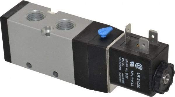 ARO/Ingersoll-Rand - 1/4", 4-Way 2-Position Maxair Stacking Solenoid Valve - 24 VDC, 0.7 CV Rate, 1.37" High - Apex Tool & Supply