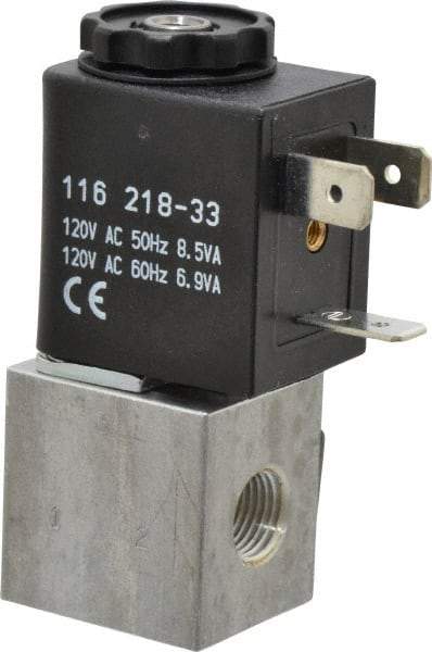 ARO/Ingersoll-Rand - 1/8", CAT Series 3-Way 2-Position Body Ported Stacking Solenoid Valve - 120 VAC, 0.062 CV Rate, 2.43" High - Apex Tool & Supply