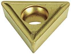Seco - TCMT32.52 F1 Grade TS2000 Carbide Turning Insert - TiAlN/TiN Finish, 60° Triangle, 3/8" Inscr Circle, 5/32" Thick, 1/32" Corner Radius - Apex Tool & Supply