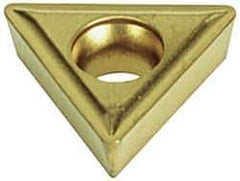 Seco - TCMT32.52 F1 Grade TS2000 Carbide Turning Insert - TiAlN/TiN Finish, 60° Triangle, 3/8" Inscr Circle, 5/32" Thick, 1/32" Corner Radius - Apex Tool & Supply