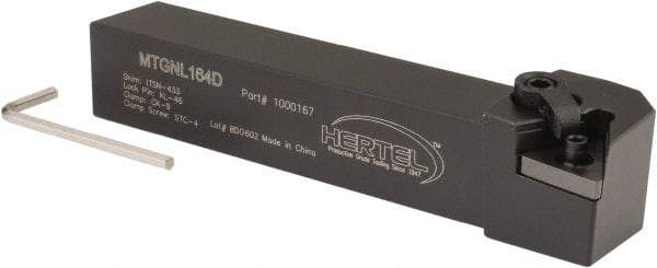 Hertel - MTGN, Left Hand Cut, 3° Lead Angle, 1" Shank Height x 1" Shank Width, Negative Rake Indexable Turning Toolholder - 6" OAL, TN..43. Insert Compatibility, Series Multi-Option - Apex Tool & Supply