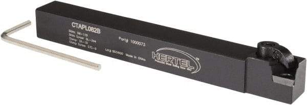 Hertel - CTAP, Left Hand Cut, 3° Lead Angle, 1/2" Shank Height x 1/2" Shank Width, Positive Rake Indexable Turning Toolholder - 4-1/2" OAL, TP..22 Insert Compatibility, Series Clamp Type - Apex Tool & Supply
