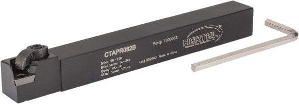 Hertel - CTAP, Right Hand Cut, 3° Lead Angle, 1/2" Shank Height x 1/2" Shank Width, Positive Rake Indexable Turning Toolholder - 4-1/2" OAL, TP..22 Insert Compatibility, Series Clamp Type - Apex Tool & Supply