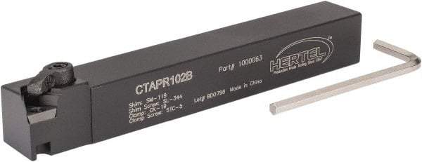 Hertel - CTAP, Right Hand Cut, 3° Lead Angle, 5/8" Shank Height x 5/8" Shank Width, Positive Rake Indexable Turning Toolholder - 4-1/2" OAL, TP..22 Insert Compatibility, Series Clamp Type - Apex Tool & Supply