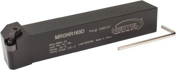 Hertel - MRGN, Right Hand Cut, 15° Lead Angle, 1" Shank Height x 1" Shank Width, Negative Rake Indexable Turning Toolholder - 6" OAL, RN..32 Insert Compatibility, Series Multi-Option - Apex Tool & Supply
