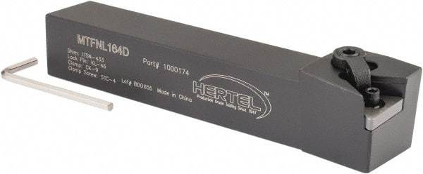 Hertel - MTFN, Left Hand Cut, 0° Lead Angle, 1" Shank Height x 1" Shank Width, Negative Rake Indexable Turning Toolholder - 6" OAL, TN..43. Insert Compatibility, Series Multi-Option - Apex Tool & Supply
