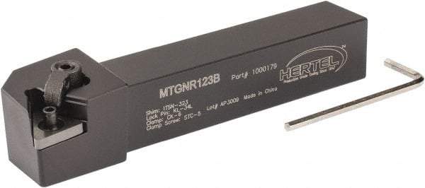 Hertel - MTGN, Right Hand Cut, 3° Lead Angle, 3/4" Shank Height x 3/4" Shank Width, Negative Rake Indexable Turning Toolholder - 4-1/2" OAL, TN..33. Insert Compatibility, Series Multi-Option - Apex Tool & Supply