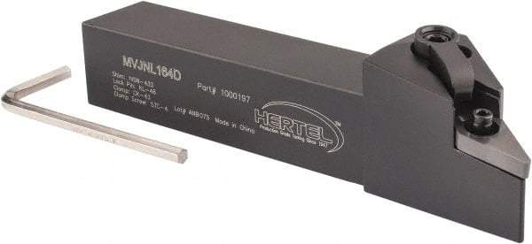 Hertel - MVJN, Left Hand Cut, 3° Lead Angle, 1" Shank Height x 1" Shank Width, Negative Rake Indexable Turning Toolholder - 6" OAL, VN..43. Insert Compatibility, Series Multi-Option - Apex Tool & Supply