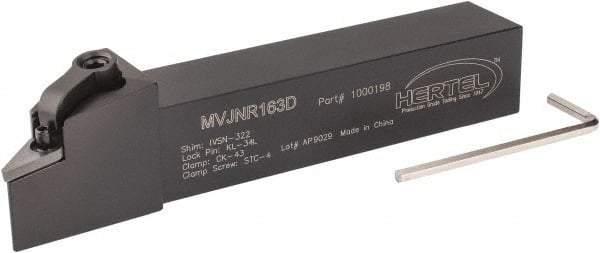 Hertel - MVJN, Right Hand Cut, 3° Lead Angle, 1" Shank Height x 1" Shank Width, Negative Rake Indexable Turning Toolholder - 6" OAL, VN..33. Insert Compatibility, Series Multi-Option - Apex Tool & Supply