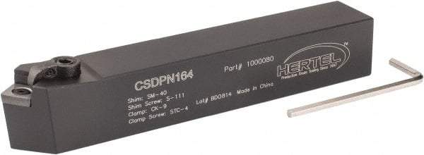 Hertel - CSDP, Neutral Cut, 0° Lead Angle, 1" Shank Height x 1" Shank Width, Positive Rake Indexable Turning Toolholder - 6" OAL, SP.. 422 Insert Compatibility, Series Clamp Type - Apex Tool & Supply