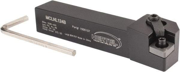 Hertel - MCLN, Left Hand Cut, 5° Lead Angle, 3/4" Shank Height x 3/4" Shank Width, Negative Rake Indexable Turning Toolholder - 4-1/2" OAL, CN..43. Insert Compatibility, Series Multi-Option - Apex Tool & Supply