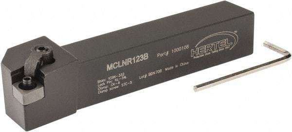 Hertel - MCLN, Right Hand Cut, 5° Lead Angle, 3/4" Shank Height x 3/4" Shank Width, Negative Rake Indexable Turning Toolholder - 4-1/2" OAL, CN..32. Insert Compatibility, Series Multi-Option - Apex Tool & Supply