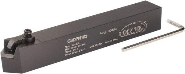 Hertel - CSDP, Neutral Cut, 0° Lead Angle, 5/8" Shank Height x 5/8" Shank Width, Positive Rake Indexable Turning Toolholder - 4-1/2" OAL, SP..32. Insert Compatibility, Series Clamp Type - Apex Tool & Supply