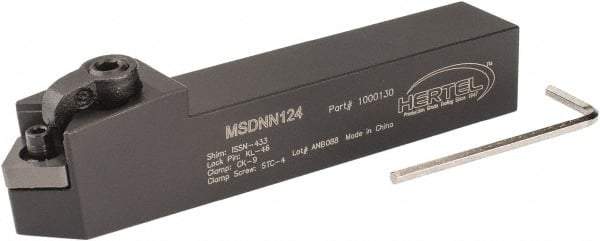 Hertel - MSDN, Neutral Cut, 0° Lead Angle, 3/4" Shank Height x 3/4" Shank Width, Negative Rake Indexable Turning Toolholder - 4-1/2" OAL, SN..43. Insert Compatibility, Series Multi-Option - Apex Tool & Supply