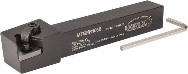 Hertel - MTGN, Right Hand Cut, 3° Lead Angle, 5/8" Shank Height x 5/8" Shank Width, Negative Rake Indexable Turning Toolholder - 4-1/2" OAL, TN..33. Insert Compatibility, Series Multi-Option - Apex Tool & Supply
