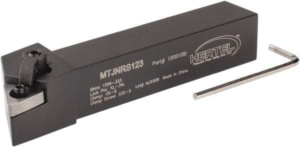 Hertel - MTJN, Right Hand Cut, 3° Lead Angle, 3/4" Shank Height x 3/4" Shank Width, Negative Rake Indexable Turning Toolholder - 4-1/2" OAL, TN..33. Insert Compatibility, Series Multi-Option - Apex Tool & Supply